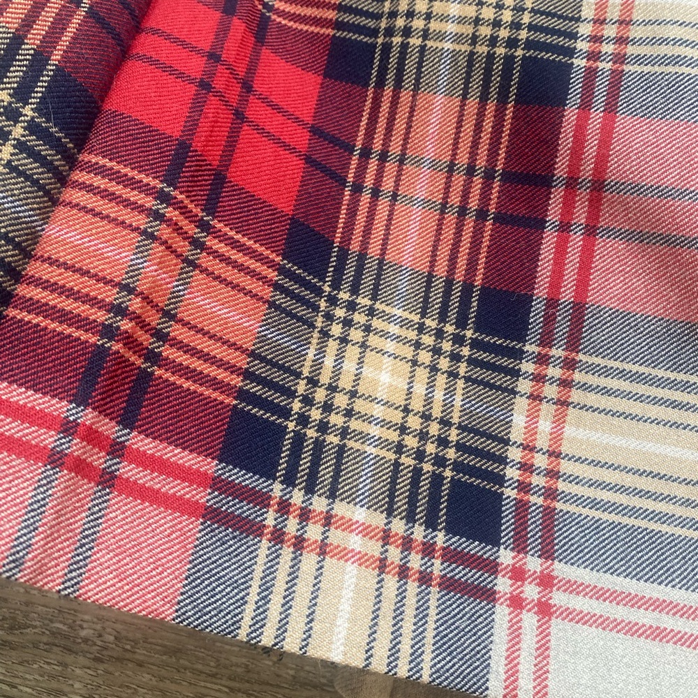 Vintage Wool Plaid Wrap Around Skirt A-Line Skirt in Red and Tan - Picture 5 of 12